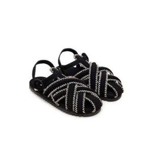 Farm Rio Zigzag Sandal Black/White Size 9.5 NWOB